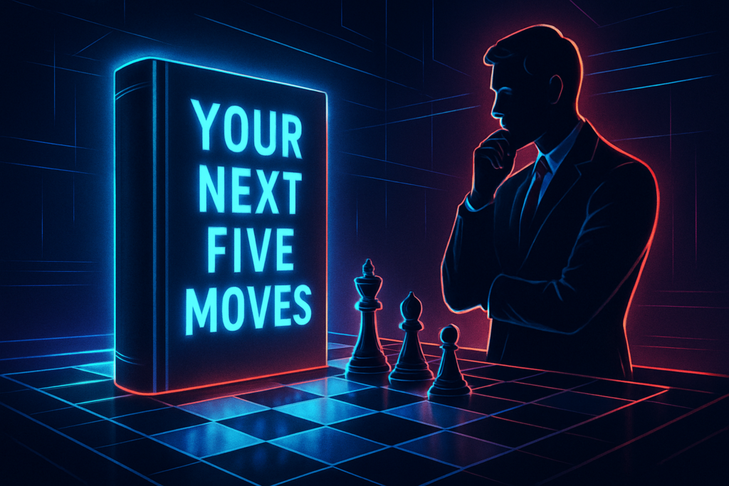 Cover of Your Next Five Moves by Patrick Bet-David offering tactical strategies and mindset shifts for business leaders