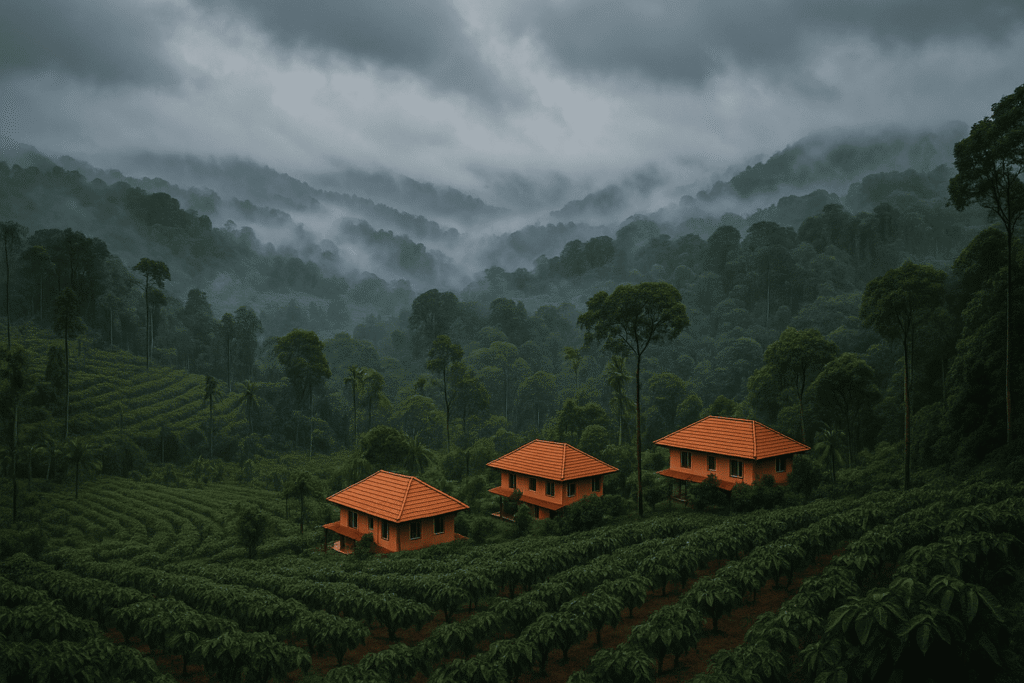 a group of houses in a plantation