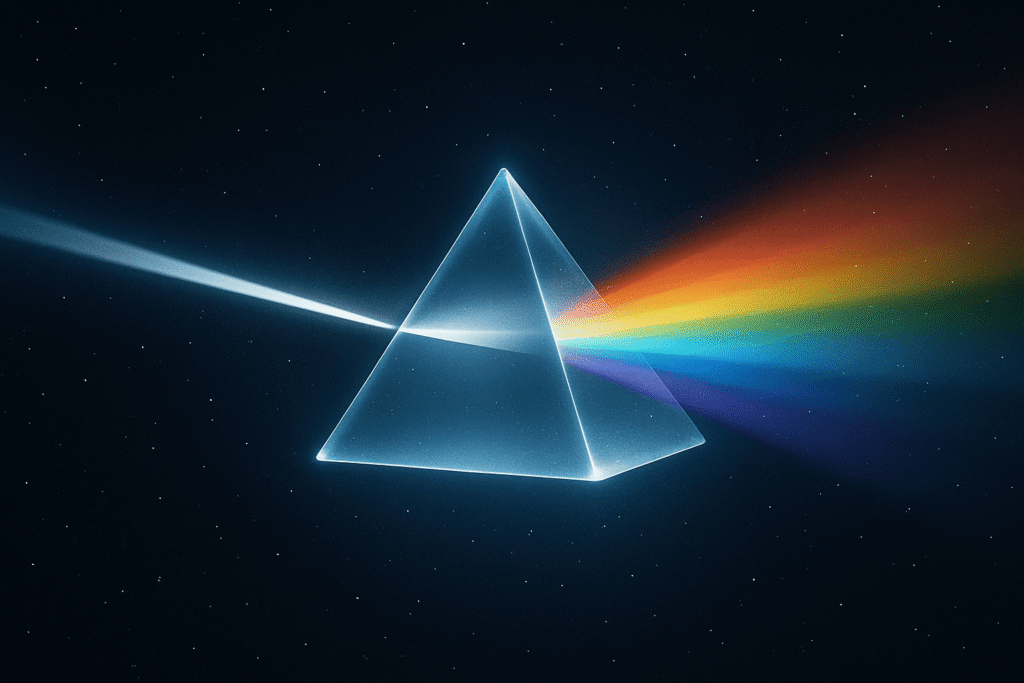 Iconic prism artwork of Pink Floyd’s The Dark Side of the Moon – legendary psychedelic rock album in music history